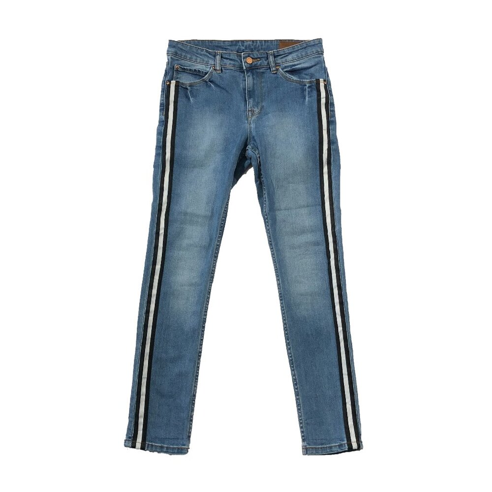 Asos Womens Waist 30 Blue Side Stripes Stretch Skinny Jeans